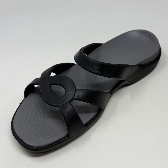 Crocs Meleen Twist Slide Sandals Womens 11 Black Open Toe Casual Comfort - Picture 7 of 15